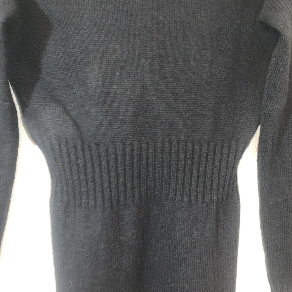 Merrell Womens Sweater Dress Medium Black Wool Blend Scoop Neck Ribbed Waist - Picture 6 of 11